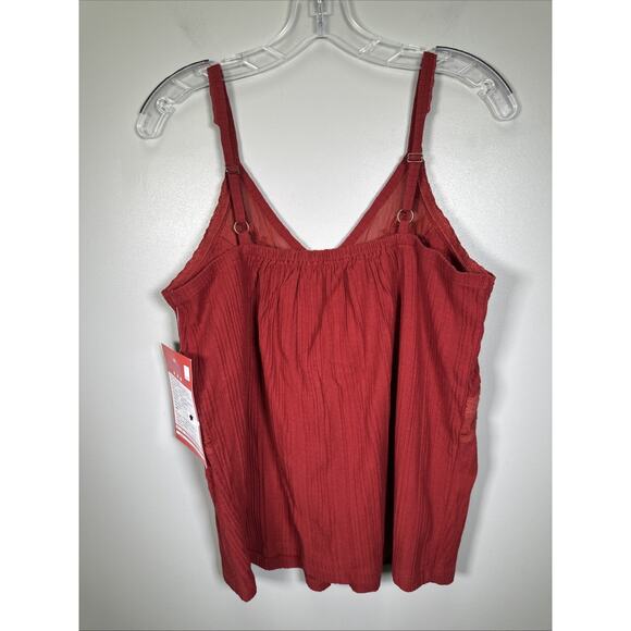 Sundance Tank Camisole Women's S Red Berry Lace Crochet Ribbed Babydoll Boho - Picture 2 of 7